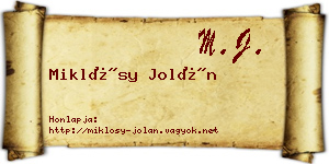 Miklósy Jolán névjegykártya
